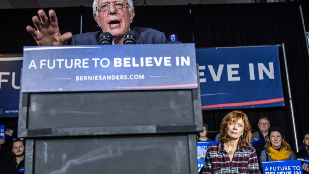 Democratic presidential candidate Sen. Bernie Sanders (I-VT) speaks at a campaign rally at Music Man Square on Jan. 27, 2016 in Mason City, Iowa. (Photo by Brendan Hoffman/Getty)
