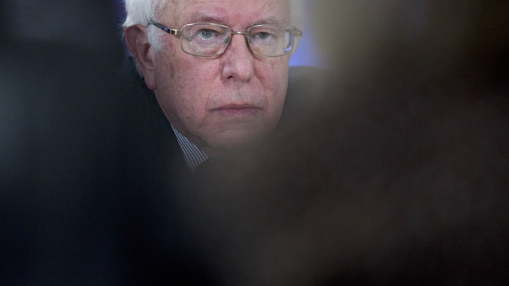 Senator Bernie Sanders, an independent from Vermont and 2016 Democratic presidential candidate, listens to a question during a Bloomberg Politics interview in Des Moines, Ia., Jan. 28, 2016. (Photo by Andrew Harrer/Bloomberg/Getty)