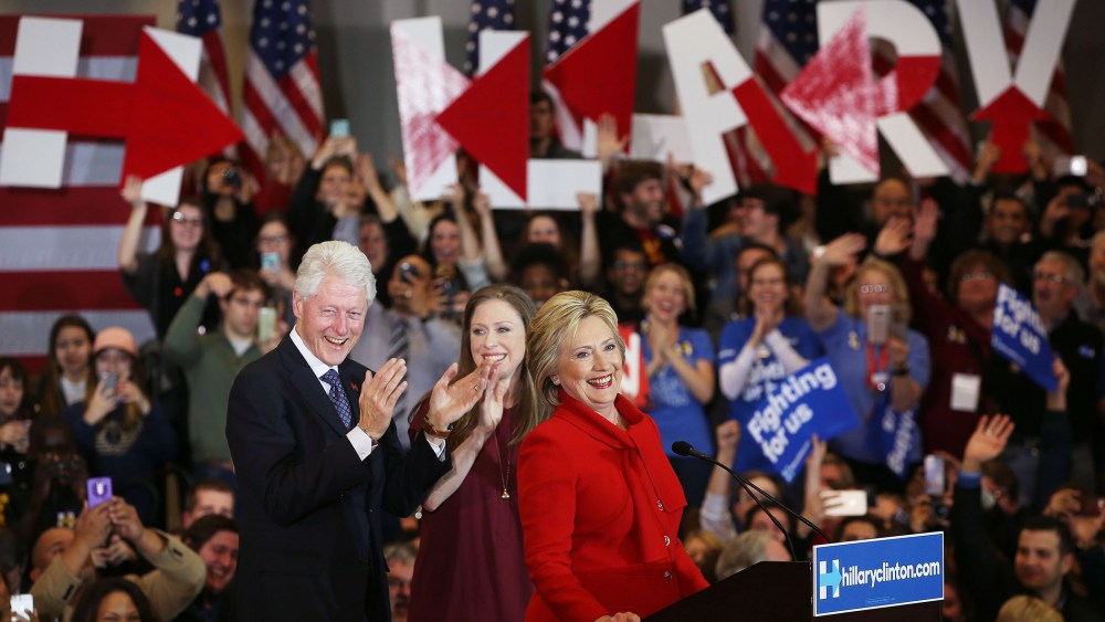 Democratic presidential candidate former Secretary of State Hillary Clinton speaks to supporters during her caucus night event in the Olmsted Center at Drake University on Feb. 1, 2016 in Des Moines, Iowa. (Photo by Justin Sullivan/Getty)