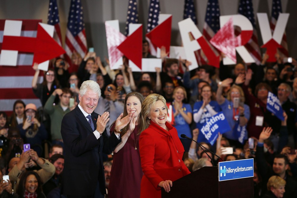 Democratic presidential candidate former Secretary of State Hillary Clinton speaks to supporters during her caucus night event in the Olmsted Center at Drake University on Feb. 1, 2016 in Des Moines, Iowa. (Photo by Justin Sullivan/Getty)