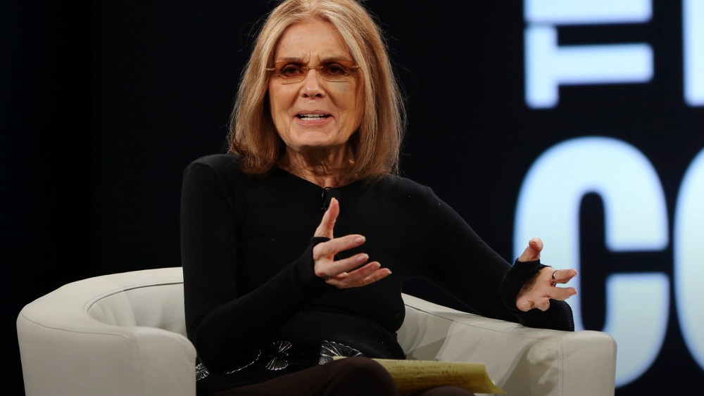 Feminist writer and activist Gloria Steinem speaks on stage at the 2016 MAKERS Conference at the Terrenea Resort on Feb. 1, 2016 in Rancho Palos Verdes, Calif. (Photo by Jonathan Leibson/Getty)