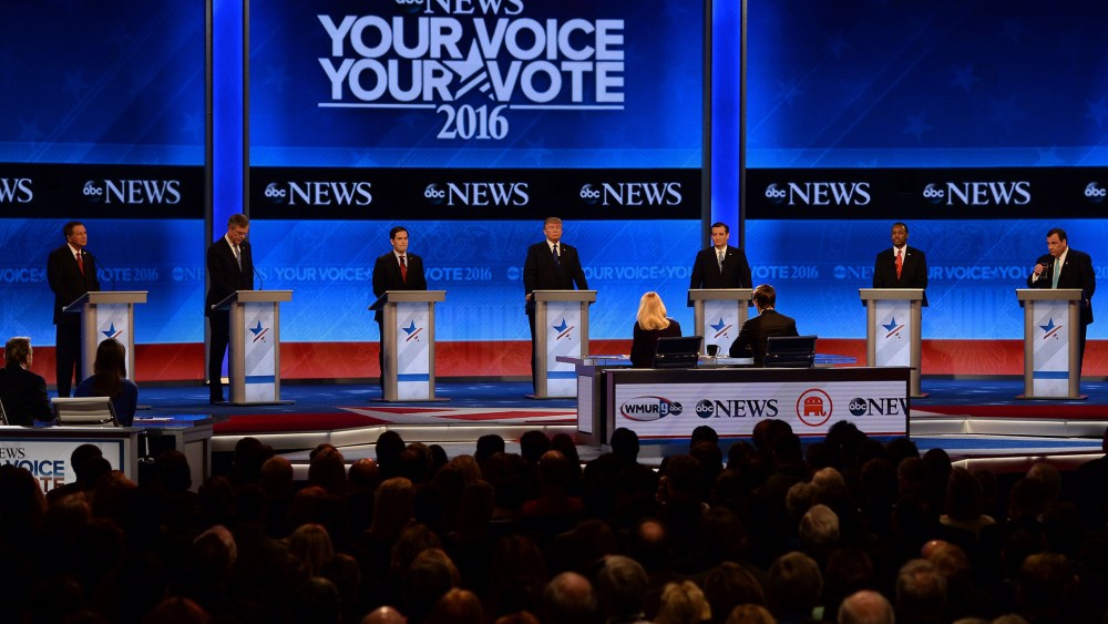 Republican Presidential candidates arrive for the Republican Presidential Candidates Debate on Feb. 6, 2016 at St. (Photo by Jewel Samad/AFP/Getty)