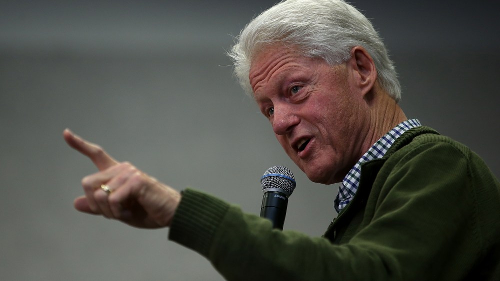 Former U.S. president Bill Clinton speaks during a "Get Out The Vote Clinton Family Event" for democratic presidential candidate  Hillary Clinton at Manchester Community College on Feb. 8, 2016 in Manchester, N.H. (Photo by Justin Sullivan/Getty)