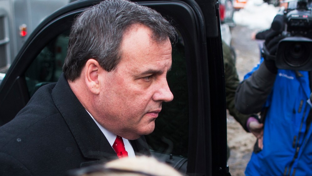 Republican presidential candidate N.J. Governor Chris Christie exits his SUV outside the polling place at Webster School on Feb. 9, 2016 in Manchester, N.H. (Photo by Scott Eisen/Getty)