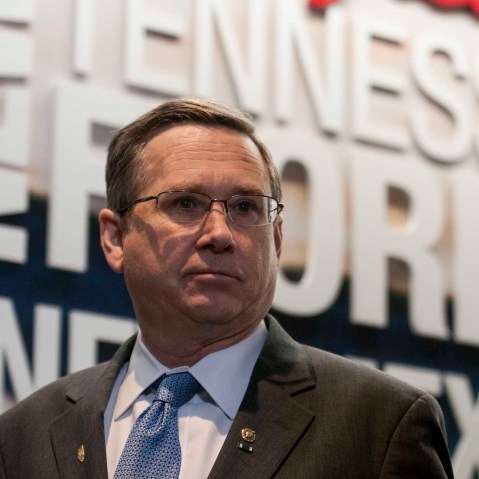 Sen. Mark Kirk (R-IL) attends the unveiling of a multi-state program to combat opioid abuse in the U.S. at a Walgreens store on Feb. 9, 2016 in Washington, DC. (Photo by Gabriella Demczuk/Getty)