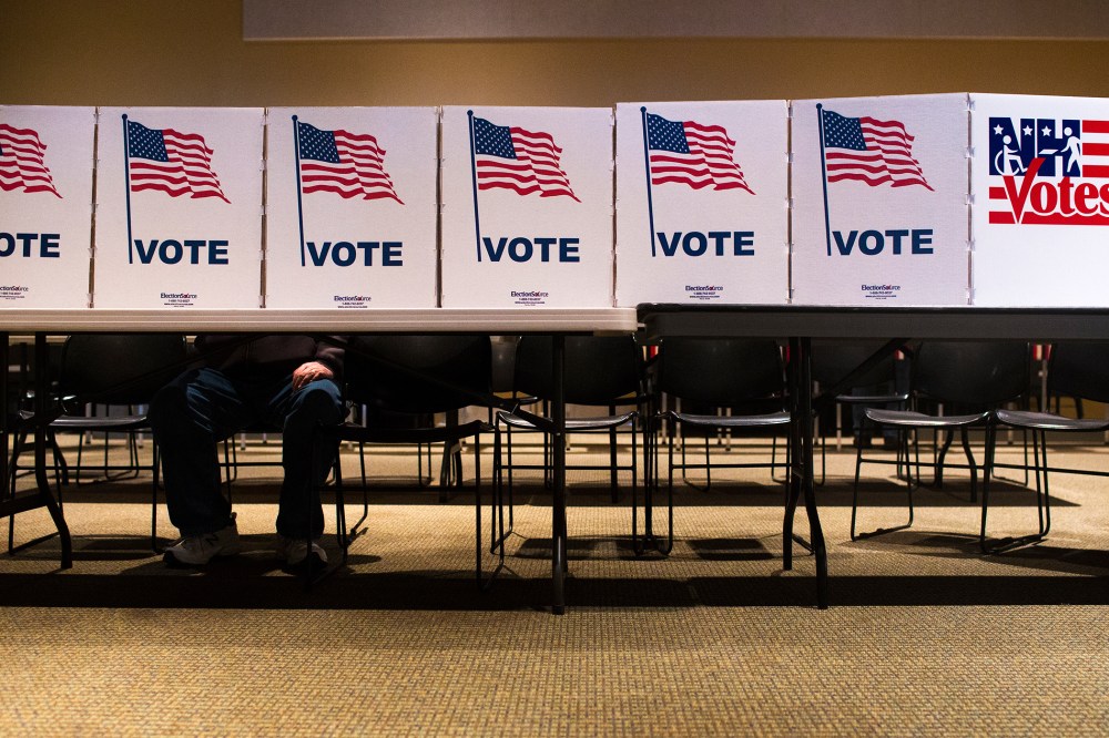 A voter casts their ballot at a polling place in Nashua, N.H., on Feb. 9, 2016. (Photo by Cassi Alexandra/For The Washington Post/Getty)