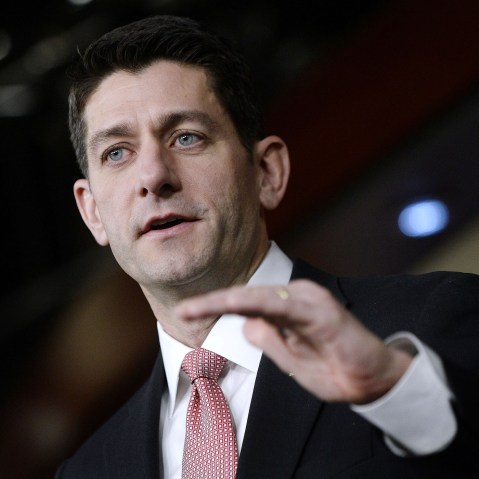 House Speaker Paul Ryan speaks during his weekly briefing at the U.S Capitol on Feb. 11, 2016 in Washington, D.C. (Photo by Olivier Douliery/Getty)