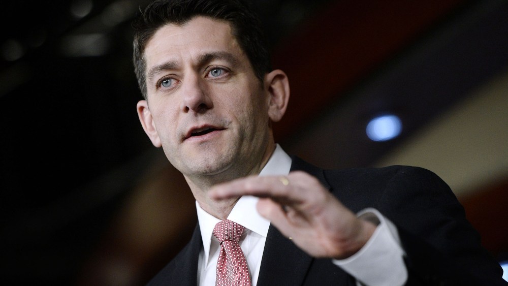 House Speaker Paul Ryan speaks during his weekly briefing at the U.S Capitol on Feb. 11, 2016 in Washington, D.C. (Photo by Olivier Douliery/Getty)