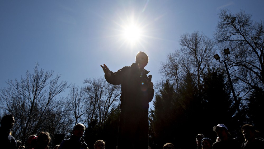 John Kasich, governor of Ohio and 2016 Republican presidential candidate, speaks during a campaign rally outside Mutt's BBQ in Mauldin, S.C., Feb. 13, 2016. (Photo by Daniel Acker/Bloomberg/Getty)