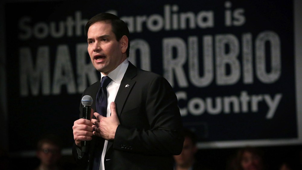 Republican presidential candidate Sen. Marco Rubio speaks to voters during a campaign rally Feb. 14, 2016 in Easley, S.C. (Photo by Alex Wong/Getty)