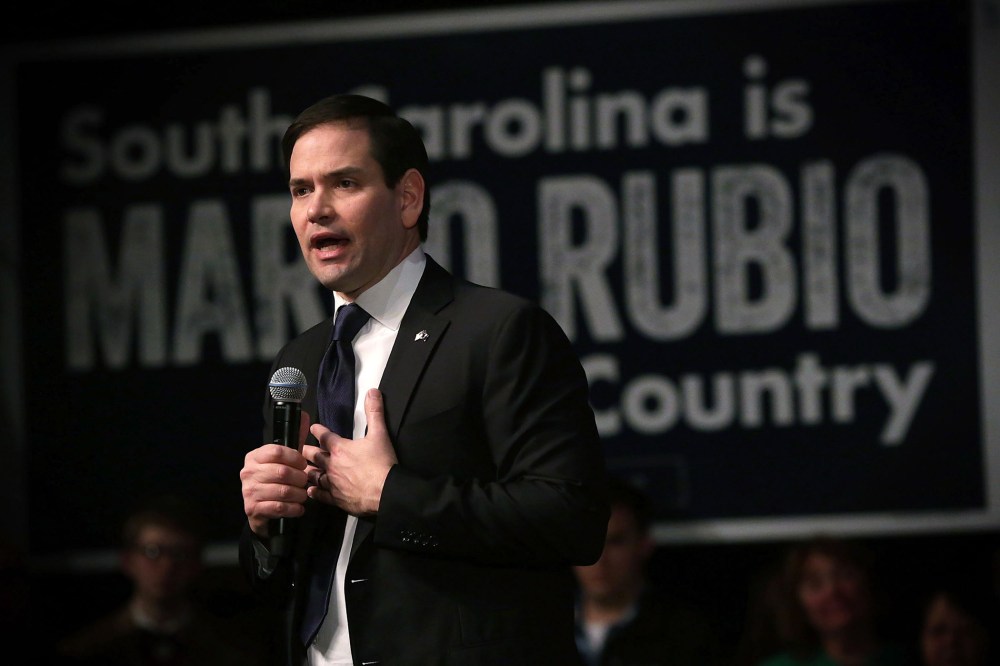 Republican presidential candidate Sen. Marco Rubio speaks to voters during a campaign rally Feb. 14, 2016 in Easley, S.C. (Photo by Alex Wong/Getty)