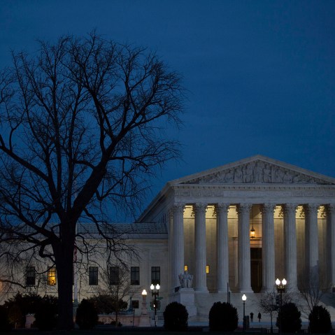 The U.S. Supreme Court is seen in at dusk on February 14, 2016 in Washington, DC. (Photo by Drew Angerer/Getty)
