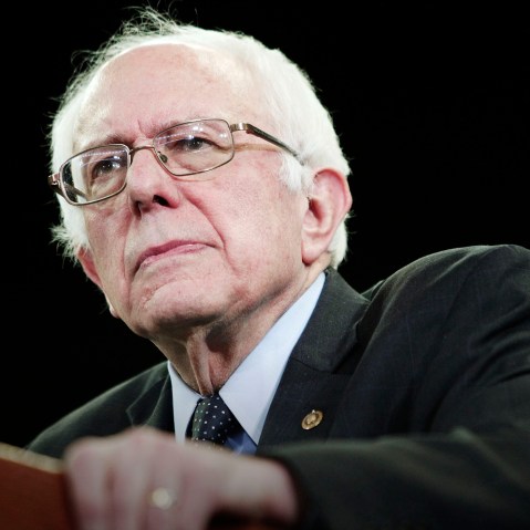 Democratic presidential candidate Sen. Bernie Sanders (D-VT) speaks during a campaign rally, Feb. 15, 2016 in Ypsilanti, Mich. (Photo by Bill Pugliano/Getty)