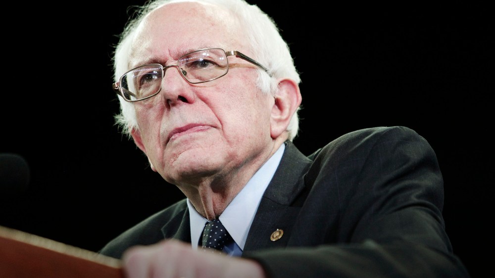 Democratic presidential candidate Sen. Bernie Sanders (D-VT) speaks during a campaign rally, Feb. 15, 2016 in Ypsilanti, Mich. (Photo by Bill Pugliano/Getty)