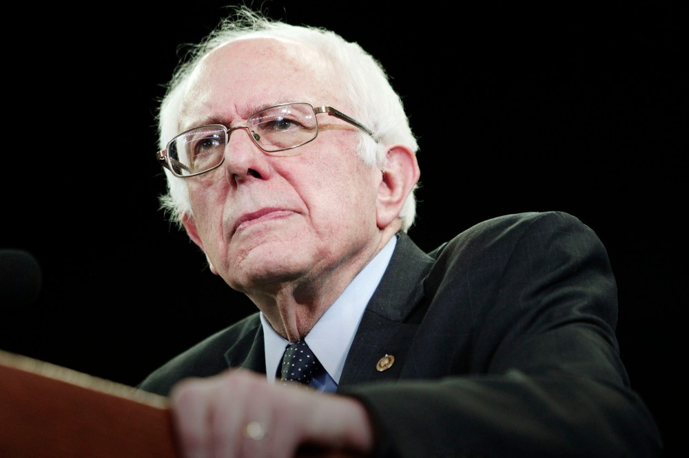 Democratic presidential candidate Sen. Bernie Sanders (D-VT) speaks during a campaign rally, Feb. 15, 2016 in Ypsilanti, Mich. (Photo by Bill Pugliano/Getty)