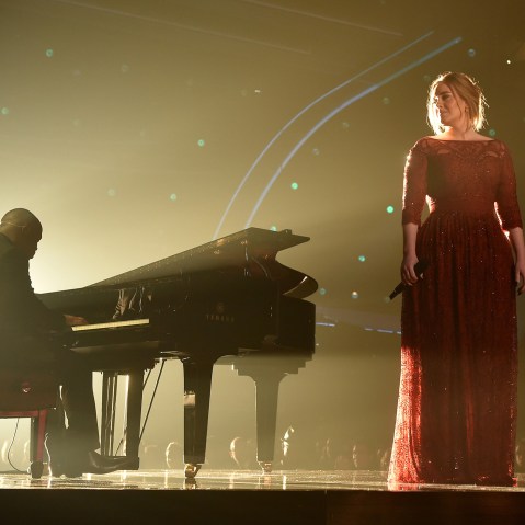 Singer Adele performs onstage during The 58th GRAMMY Awards at Staples Center on Feb. 15, 2016 in Los Angeles, Calif. (Photo by Larry Busacca/Getty for NARAS)