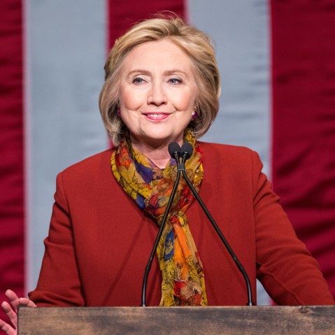 Democratic presidential candidate and former Secretary of State Hillary Clinton speaks at the Schomburg Center for Research in Black Culture on Feb. 16, 2016 in New York City.  (Photo by Andrew Burton/Getty)