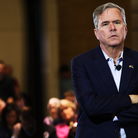 Republican presidential candidate Jeb Bush speaks to an audience of voters on Feb. 18, 2016 in Columbia, S.C. (Photo by Spencer Platt/Getty)