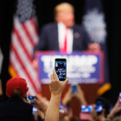 Republican presidential candidate Donald Trump speaks at a rally Feb. 19, 2016 in Myrtle Beach, S.C. (Photo by Aaron P. Bernstein/Getty)