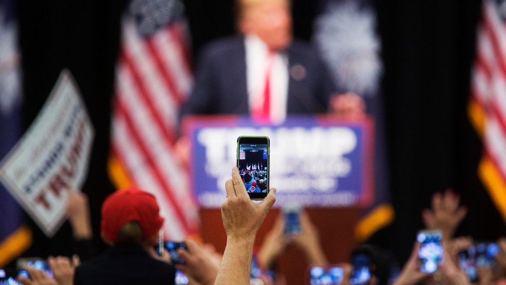 Republican presidential candidate Donald Trump speaks at a rally Feb. 19, 2016 in Myrtle Beach, S.C. (Photo by Aaron P. Bernstein/Getty)