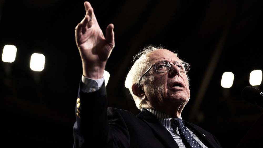 Democratic presidential candidate Senator Bernie Sanders, speaks during a campaign rally at Bon Secours Wellness Arena in Greenville, S.C., on Feb. 21, 2016. (Photo by T.J. Kirkpatrick/Bloomberg/Getty)