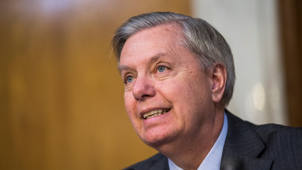 Senator Lindsey Graham questions U.S. Secretary of State John Kerry during a Senate Appropriations Subcommittee hearing in Washington, Feb. 24, 2016. (Photo by Samuel Corum/Anadolu Agency/Getty)