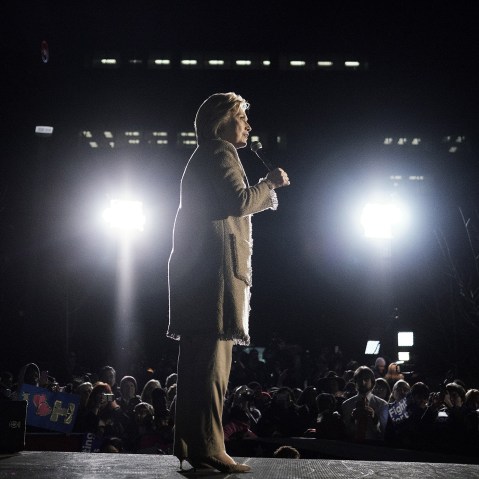 Hillary Clinton speaks during a town hall event at the Columbia Museum of Art Boyd Plaza in Columbia, S.C., Feb. 26, 2016. (Photo by T.J. Kirkpatrick/Bloomberg/Getty)