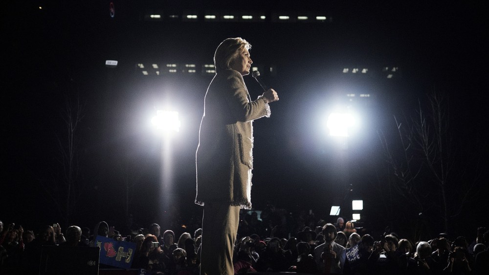 Hillary Clinton speaks during a town hall event at the Columbia Museum of Art Boyd Plaza in Columbia, S.C., Feb. 26, 2016. (Photo by T.J. Kirkpatrick/Bloomberg/Getty)