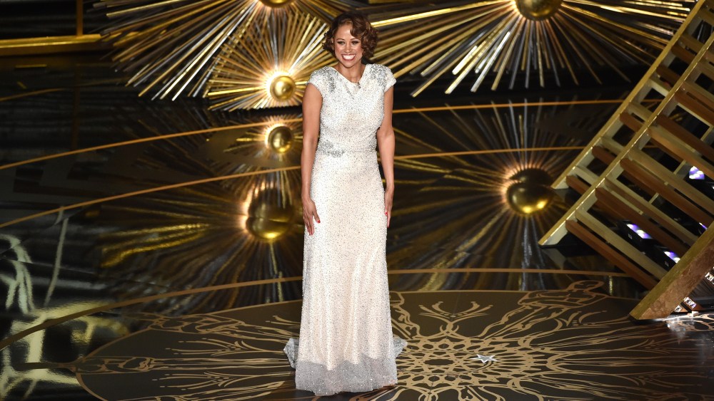 Actress Stacey Dash speaks onstage during the 88th Annual Academy Awards at the Dolby Theatre on Feb. 28, 2016 in Hollywood, Calif. (Photo by Kevin Winter/Getty)