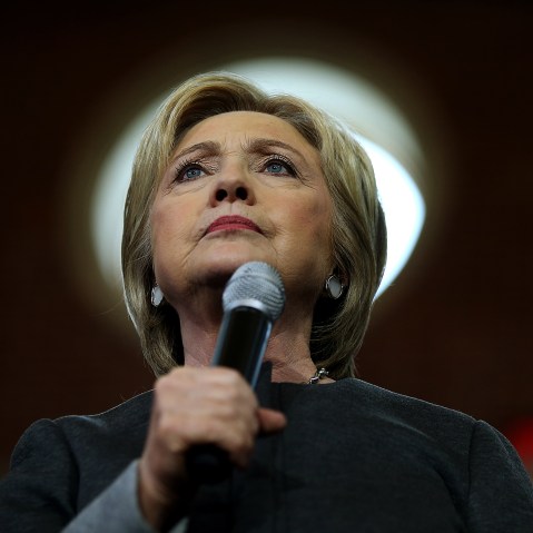 Democratic presidential candidate former Secretary of State Hillary Clinton speaks at the Lyman & Merrie Wood Museum of Springfield History on Feb. 29, 2016 in Springfield, Mass. (Photo by Justin Sullivan/Getty)