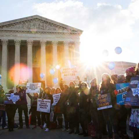 Pro-choice advocates rally outside of the Supreme Court on March 2, 2016 in Washington, DC. (Photo by Drew Angerer/Getty)