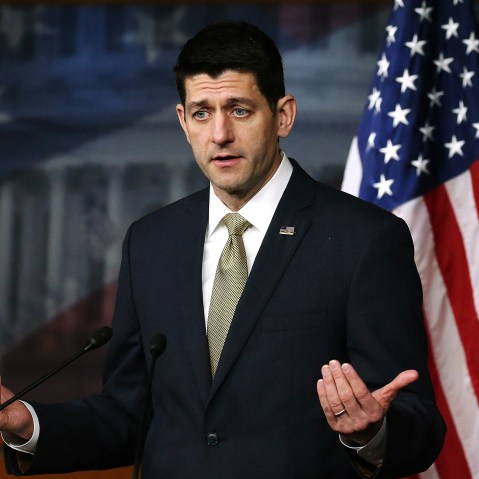 House Speaker Paul Ryan speaks to the media during his weekly briefing at the U.S. Capitol, March 3, 2016 in Washington, DC. (Photo by Mark Wilson/Getty)