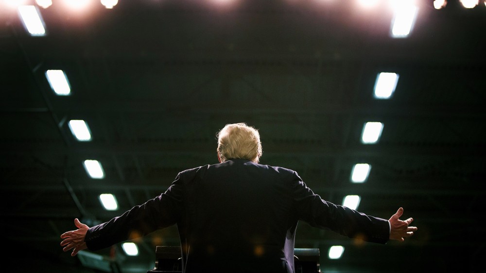 Republican presidential candidate Donald Trump speaks to guests during a rally at Macomb Community College on March 4, 2016 in Warren, Mich. (Photo by Scott Olson/Getty)