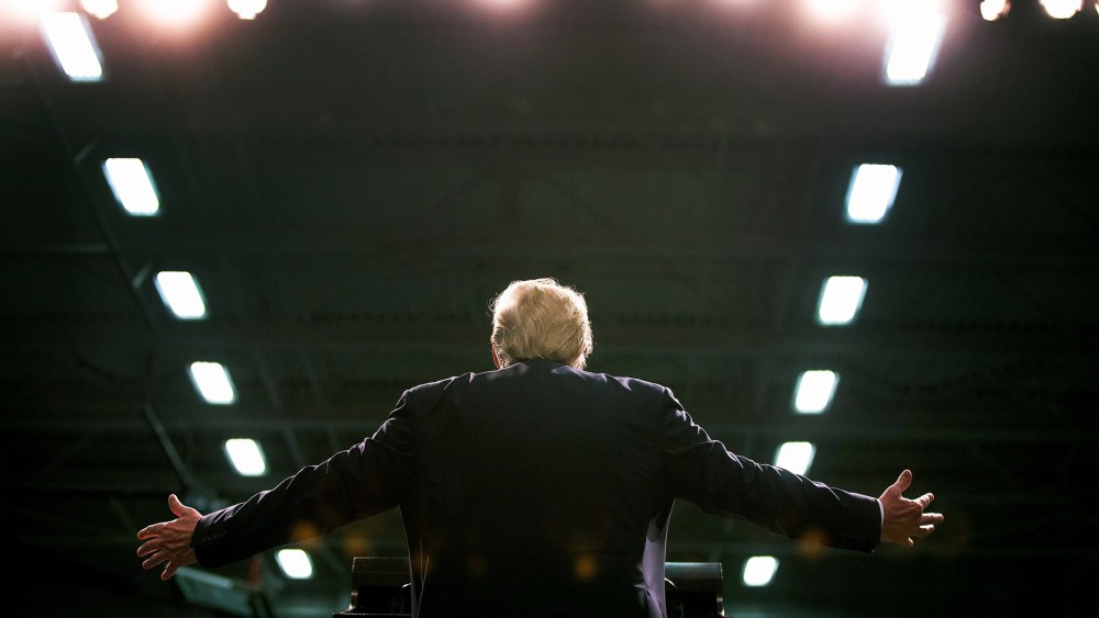 Republican presidential candidate Donald Trump speaks to guests during a rally at Macomb Community College on March 4, 2016 in Warren, Mich. (Photo by Scott Olson/Getty)