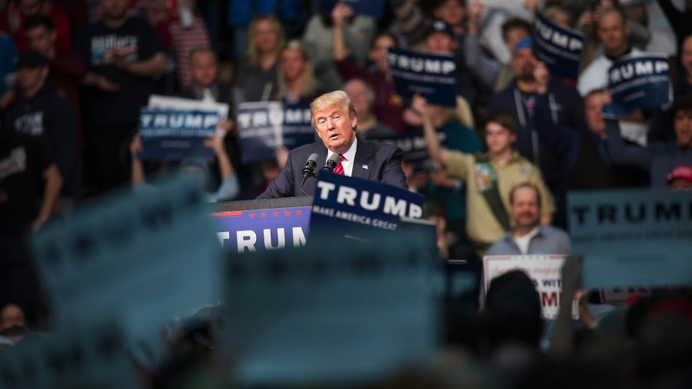 Republican presidential candidate Donald Trump speaks to guests during a rally at Macomb Community College on March 4, 2016 in Warren, Mich. (Photo by Scott Olson/Getty)