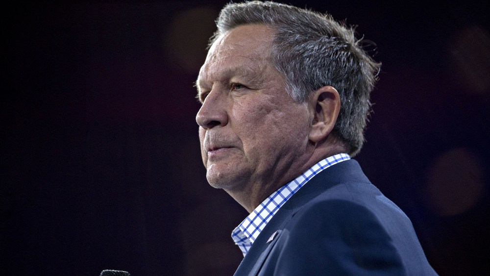 John Kasich, governor of Ohio and 2016 Republican presidential candidate, listens during an interview at the CPAC meeting in National Harbor, Md., March 4, 2016. (Photo by Andrew Harrer/Bloomberg/Getty)