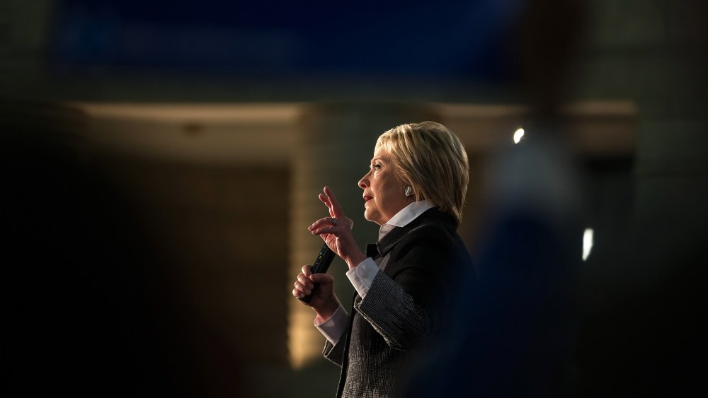 Democratic presidential candidate Hillary Clinton speaks during a rally in Detroit, Mich., on March 7, 2016. (Photo by Geoff Robins/AFP/Getty)