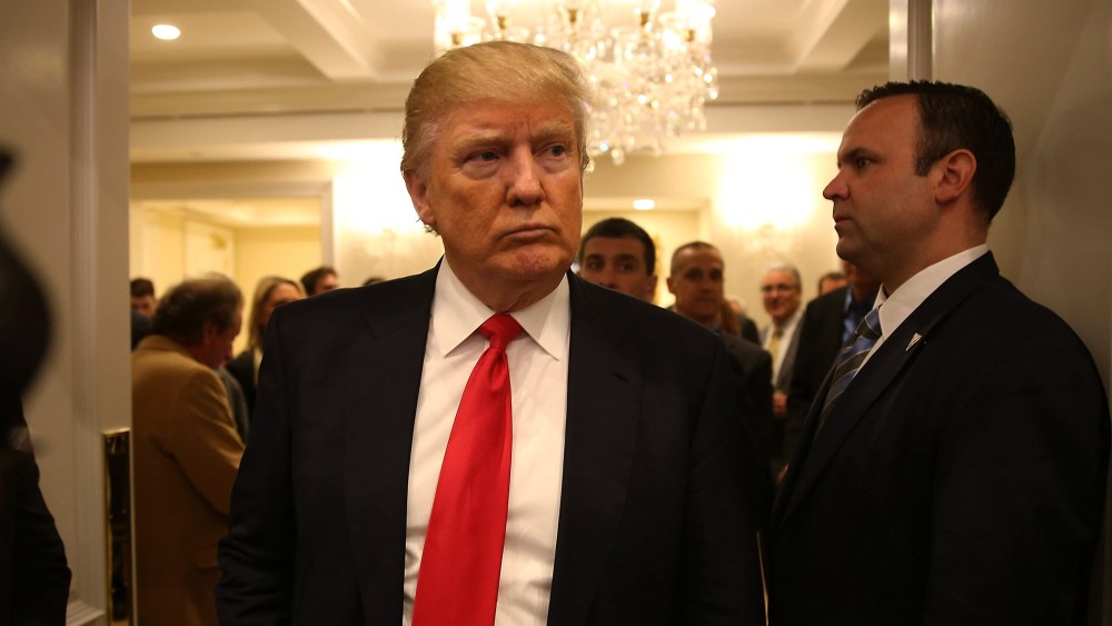 Republican presidential candidate Donald Trump arrives for a press conference at the Trump National Golf Club Jupiter on March 8, 2016 in Jupiter, Fla. (Photo by Joe Raedle/Getty)