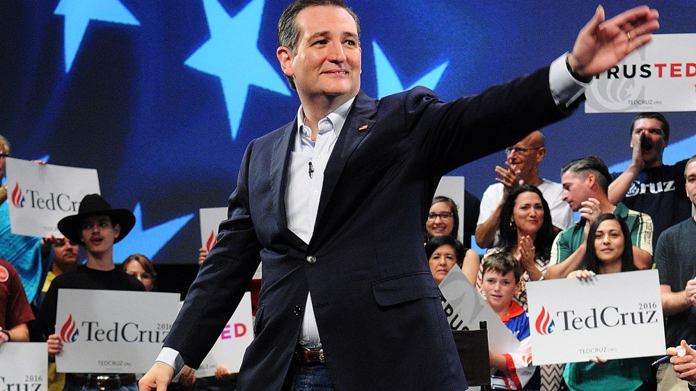 Republican presidential candidate Sen. Ted Cruz (R-TX) waves during a campaign rally at Faith Assembly of God Church on March 11, 2016 in Orlando, Fla. (Photo by Gerardo Mora/Getty)