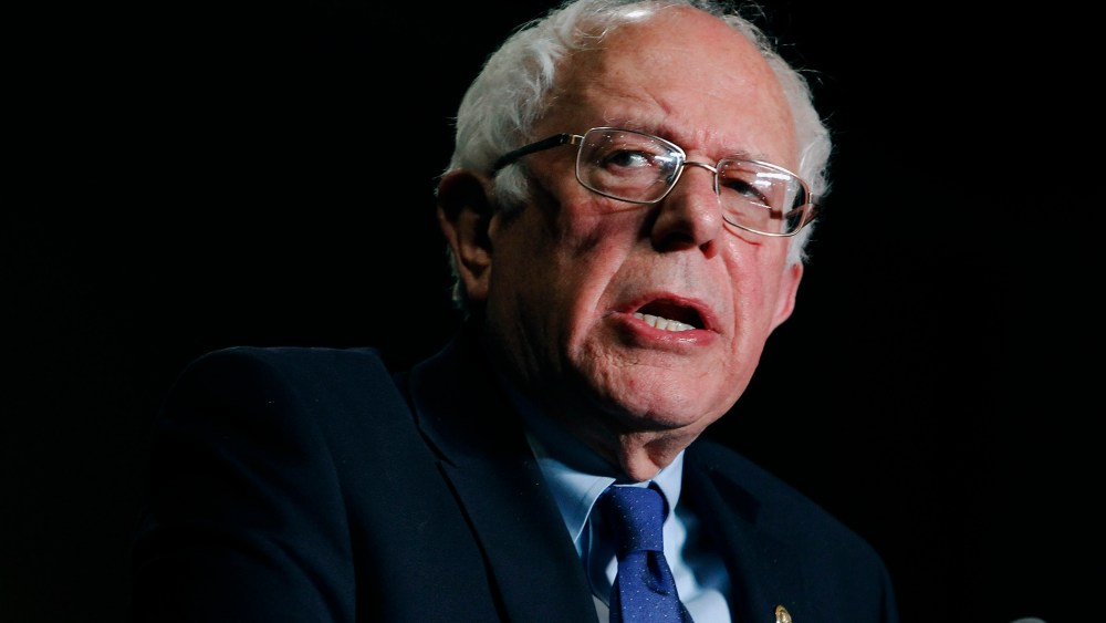 Democratic presidential candidate Sen. Bernie Sanders (D-VT) speaks to a crowd gathered at the Phoenix Convention Center during a campaign rally on March 15, 2016 in Phoenix, Ariz. (Photo by Ralph Freso/Getty)