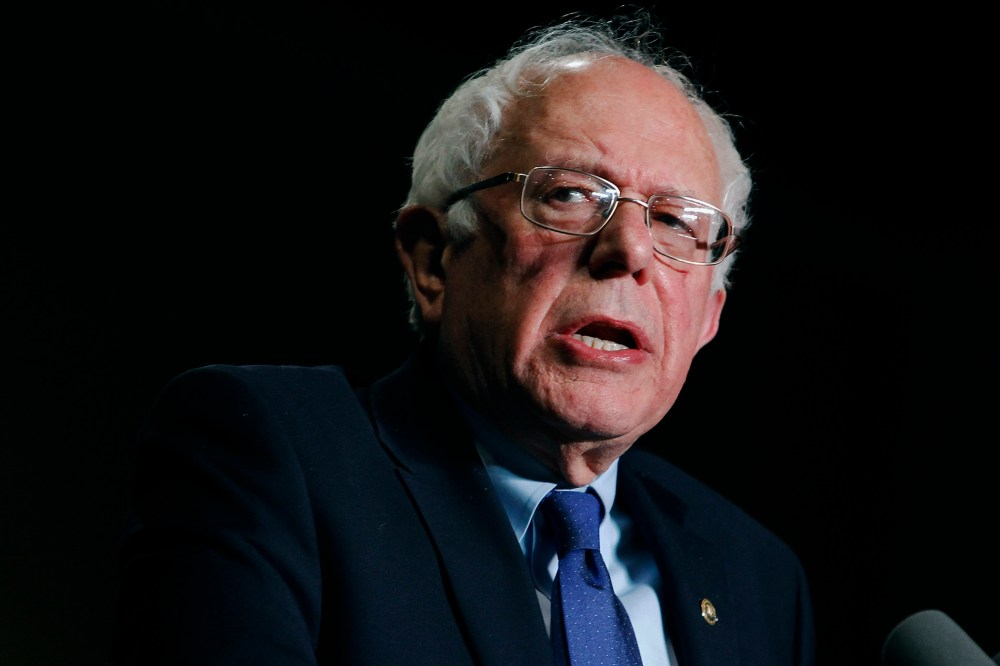 Democratic presidential candidate Sen. Bernie Sanders (D-VT) speaks to a crowd gathered at the Phoenix Convention Center during a campaign rally on March 15, 2016 in Phoenix, Ariz. (Photo by Ralph Freso/Getty)