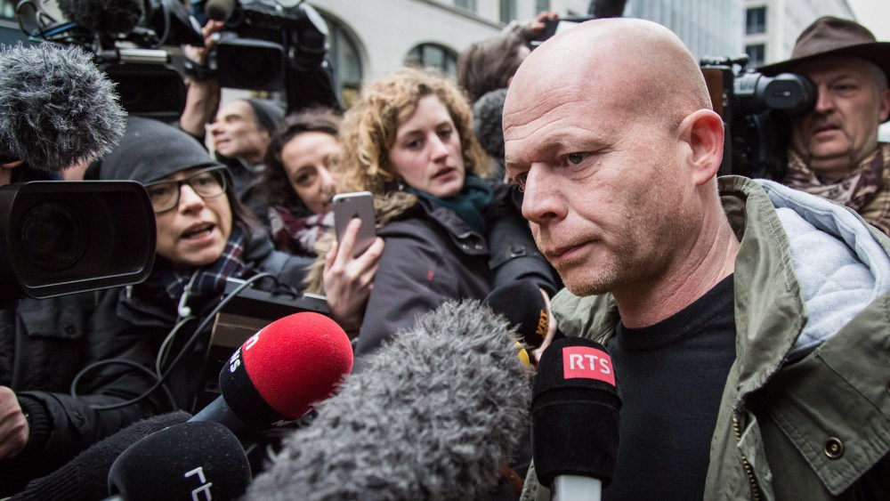 Sven Mary, Belgian lawyer of Paris attacks suspect Salah Abdeslam, talks to the media outside the building of the Federal Police in Brussels, on March 19, 2016. (Photo by Aurore Belot/AFP/Getty)