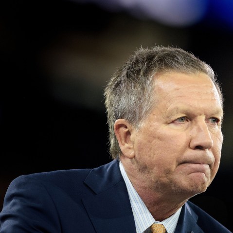 John Kasich addresses the American Israel Public Affairs Committee (AIPAC) 2016 Policy Conference at the Verizon Center in Washington, D.C., March 21, 2016. (Photo by Brendan Smialowski/AFP/Getty)