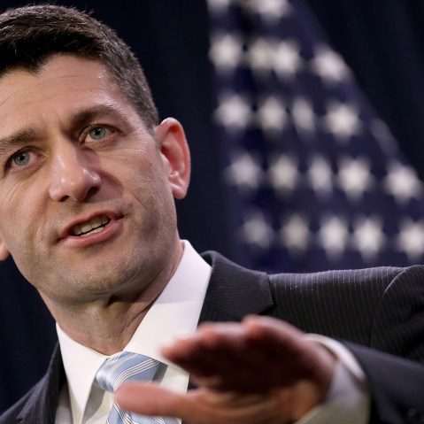 U.S. Speaker of the House Rep. Paul Ryan delivers remarks on Capitol Hill on March 23, 2016 in Washington, DC. (Photo by Win McNamee/Getty)