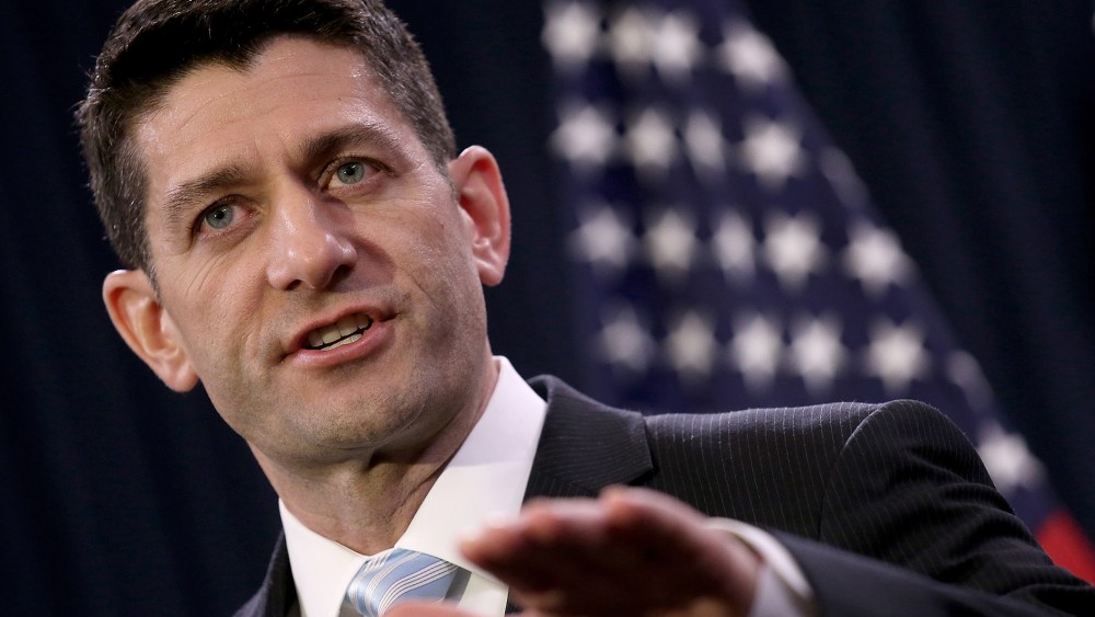 U.S. Speaker of the House Rep. Paul Ryan delivers remarks on Capitol Hill on March 23, 2016 in Washington, DC. (Photo by Win McNamee/Getty)