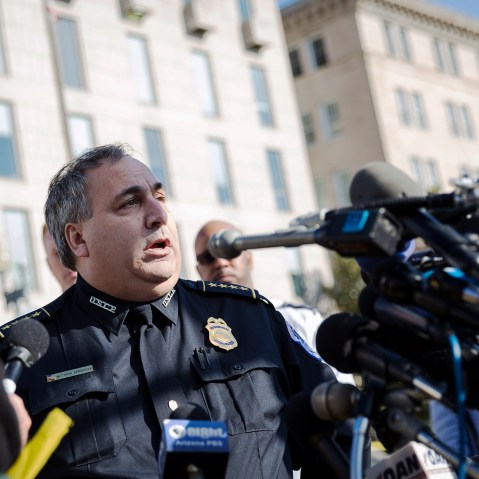 Capitol Chief of Police Matthew Verderosa speaks to the media near the Capitol March 28, 2016 in Washington, DC. (Photo by Drew Angerer/Getty)