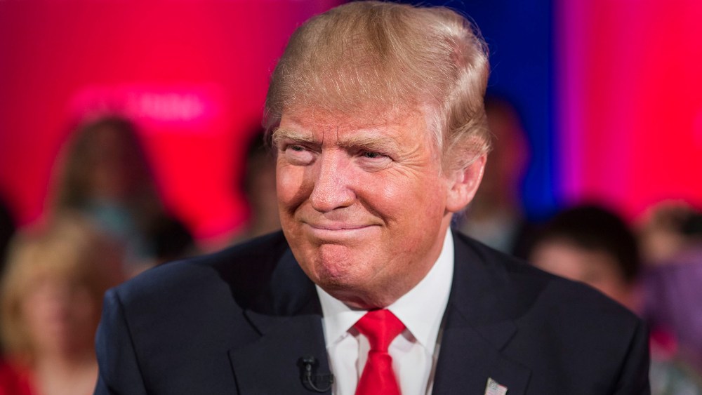 Republican Presidential candidate Donald Trump films a town hall meeting for MSNBC with Chris Matthews on March 30, 2016 in Green Bay, Wis. (Photo by Tom Lynn/Getty)