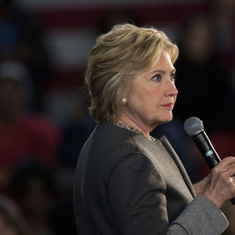 Hillary Clinton, former Secretary of State and 2016 Democratic presidential candidate, pauses while speaking during an event at Medgar Evers College in Brooklyn, New York, April 5, 2016. (Photo by Victor J. Blue/Bloomberg/Getty)