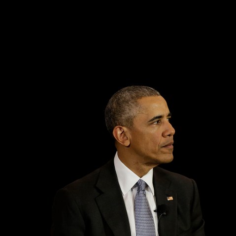 President Barack Obama speaks at the University of Chicago Law School on April 7, 2016 in Chicago, Ill. (Photo by Joshua Lott/Getty)