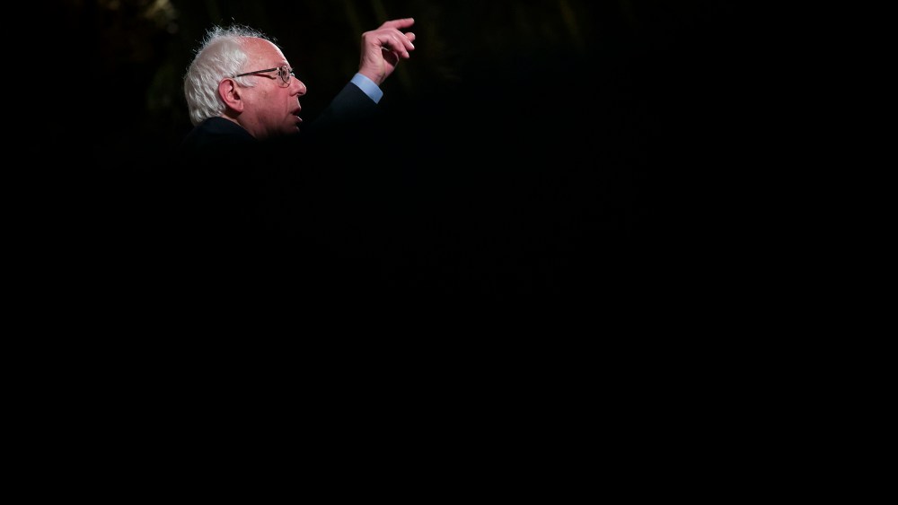 Democratic presidential candidate Sen. Bernie Sanders (D-VT) attends a campaign rally at the United Palace on April 9, 2016 in the Brooklyn borough of New York City. (Photo by Eric Thayer/Getty)